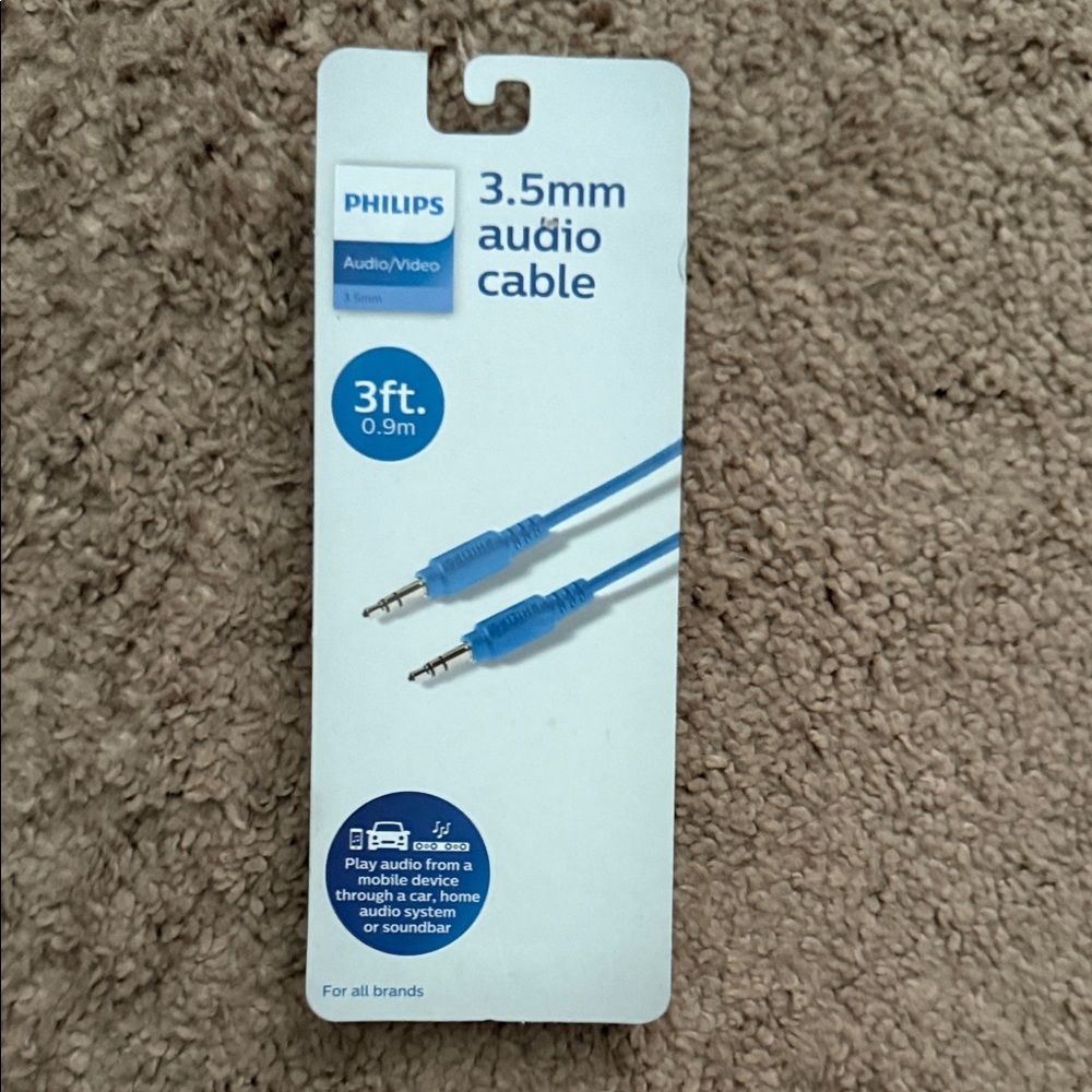 Philips Blue 3ft 3.5mm Audio Cable